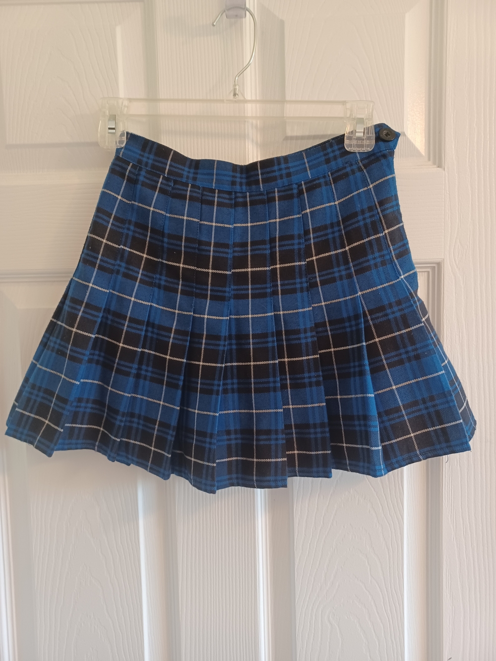 Blue Plaid Pleated Mini Skirt - Classic Schoolgirl Style Jr Preppy Acadamia XS